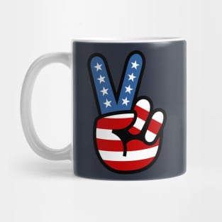 Peace Love Hand USA Flag Solid Mug